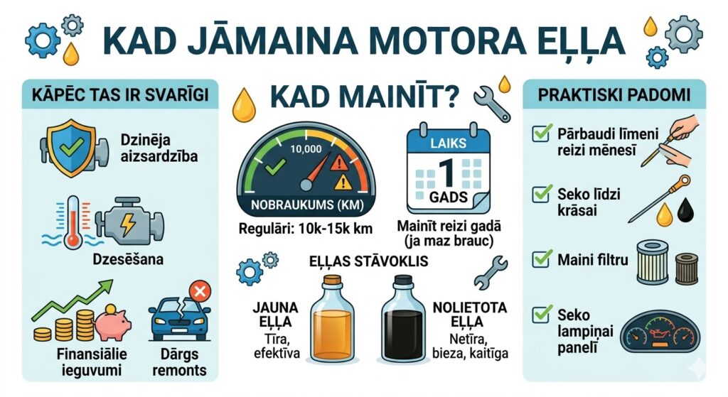 Cilvēks pārbauda motora eļļas līmeni automašīnā ar mērtaustu.