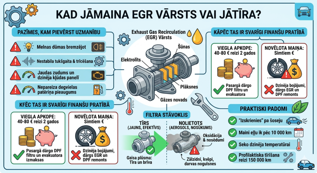 Salīdzinošā shēma, kurā redzams pilnībā ar kvēpiem aizsērējis EGR vārsts un jauns, tīrs vārsts, parādot gaisa plūsmas atšķirības.