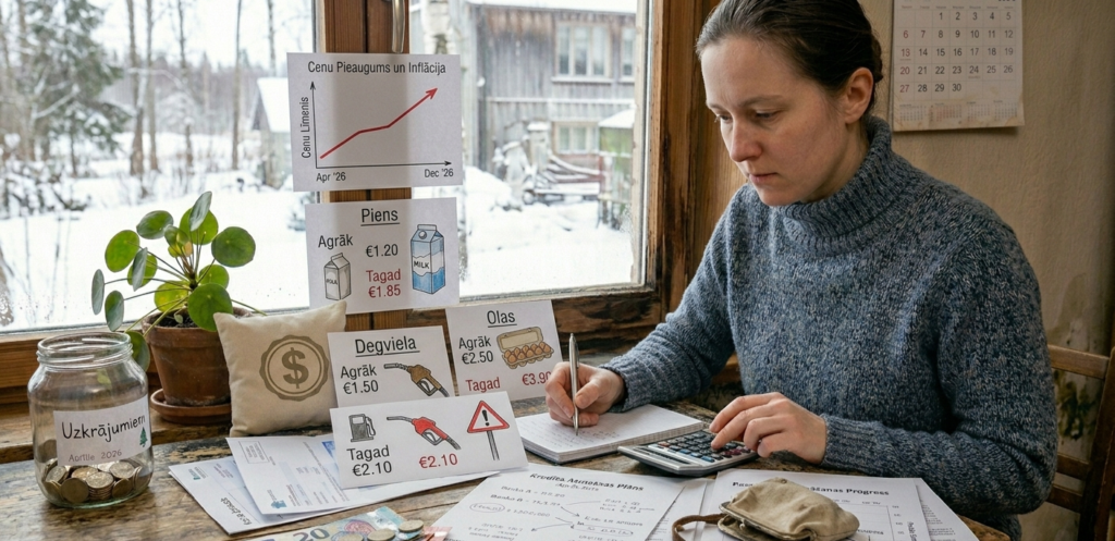 Grafiks ar cenu pieaugumu un naudas vērtības samazināšanos