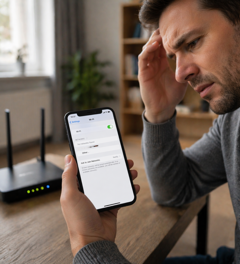 Telefons neatrod WiFi tīklu, lai gan rūteris darbojas